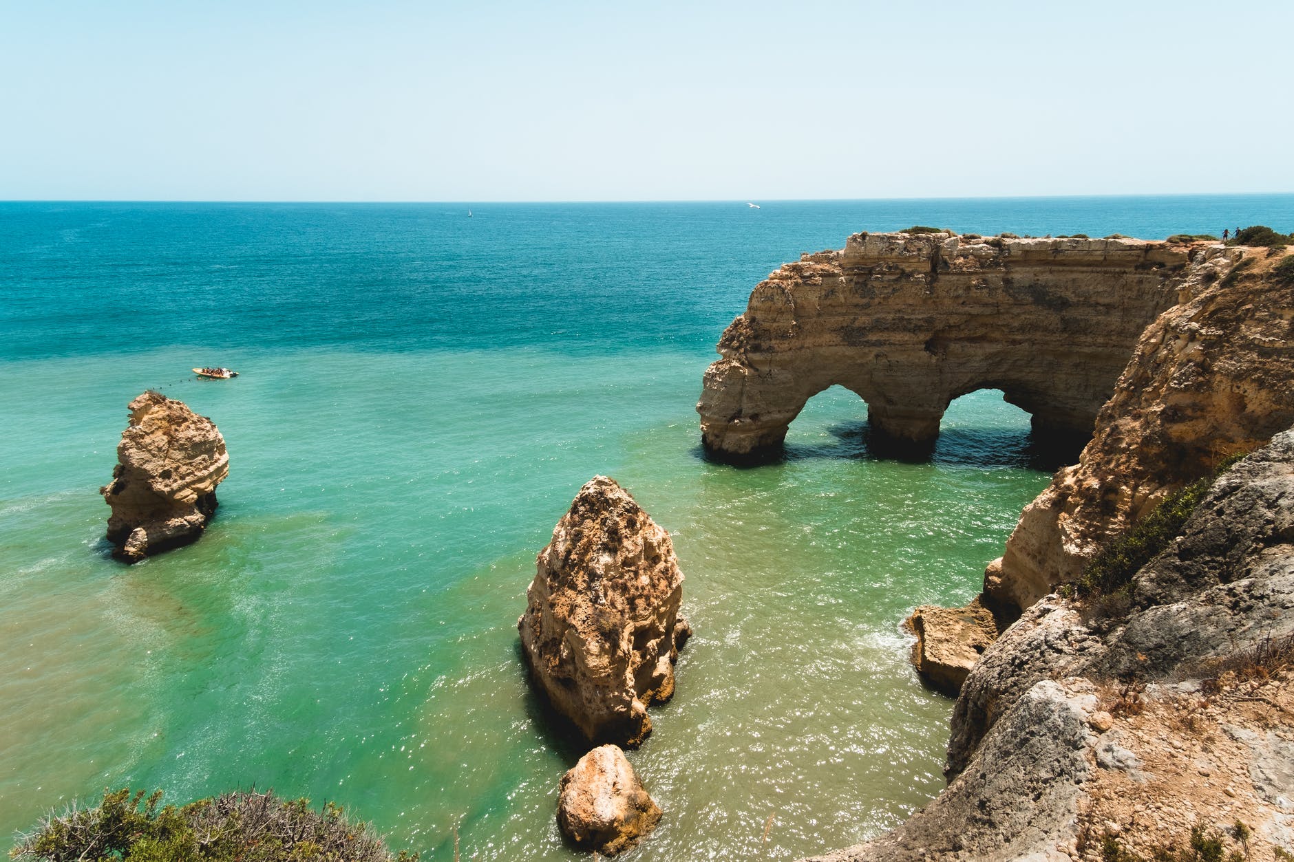 rock arches along a coastline